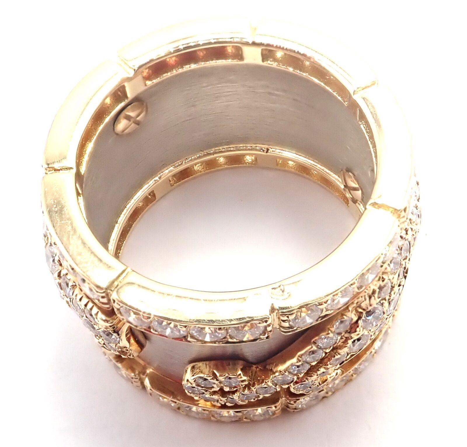 Cartier Mahango Walking Panthere Panther Diamond White & Yellow Gold Band Ring For Sale 6