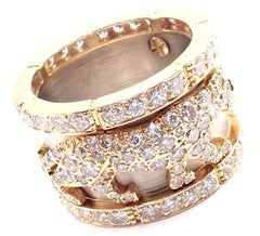 Cartier Mahango Walking Panthere Panther Diamond White & Yellow Gold Band Ring
