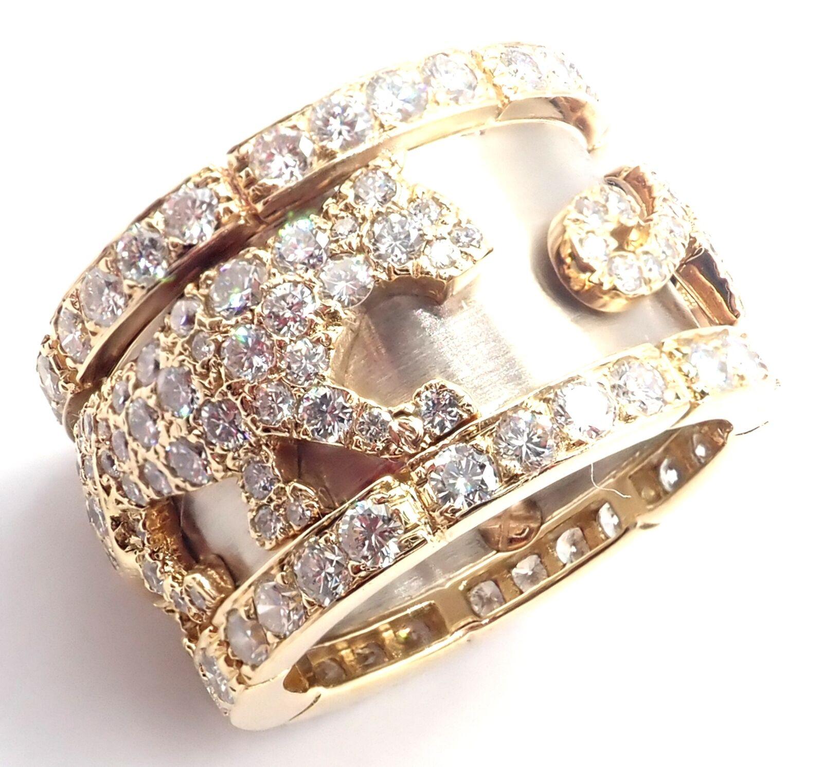 Cartier Mahango Walking Panthere Panther Diamond White & Yellow Gold Band Ring In Excellent Condition For Sale In Holland, PA