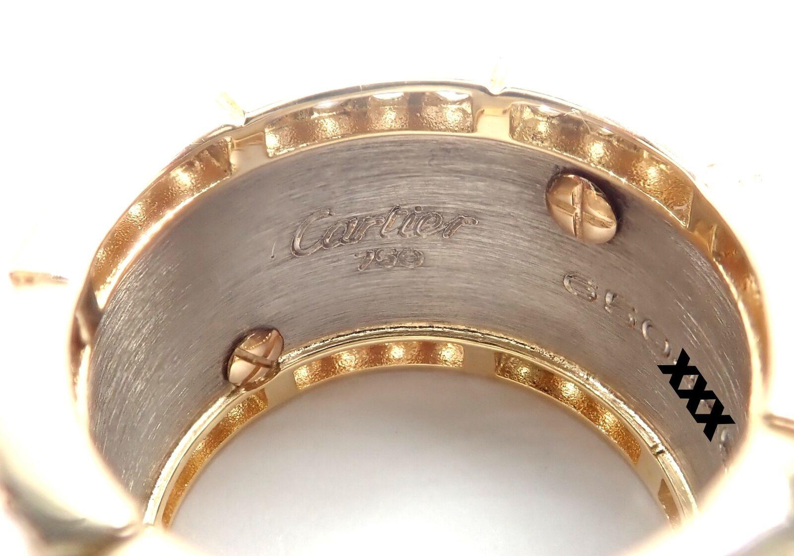 Women's Cartier Mahango Walking Panthere Panther Diamond White & Yellow Gold Band Ring For Sale