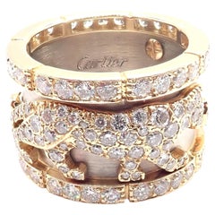 Cartier, bague jonc Mahango Walking Panthère en or blanc et jaune avec diamants