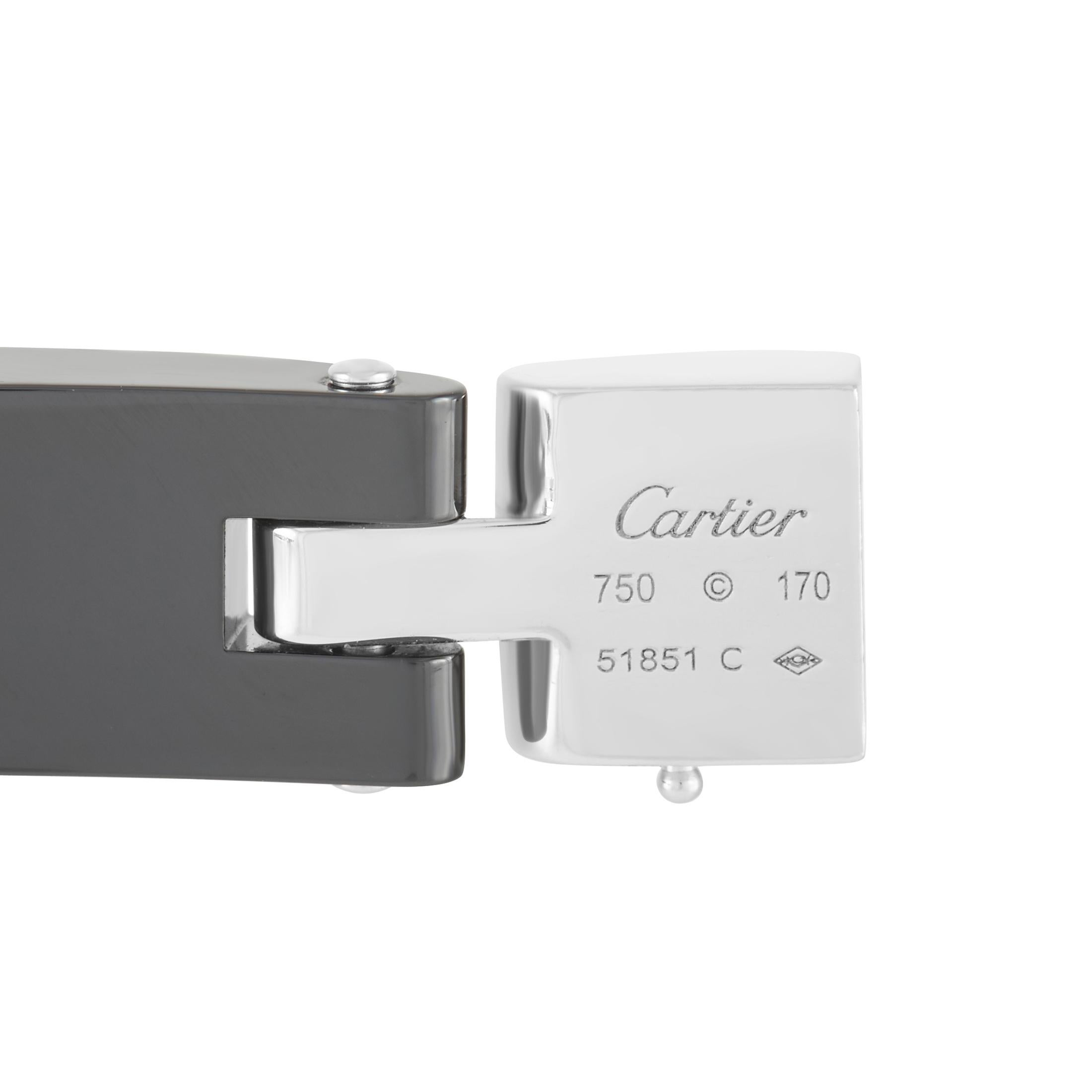 Cartier Maillon De Cartier 18k White Gold and Ceramic 1.68 Ct Diamond Bracelet In Excellent Condition In Southampton, PA