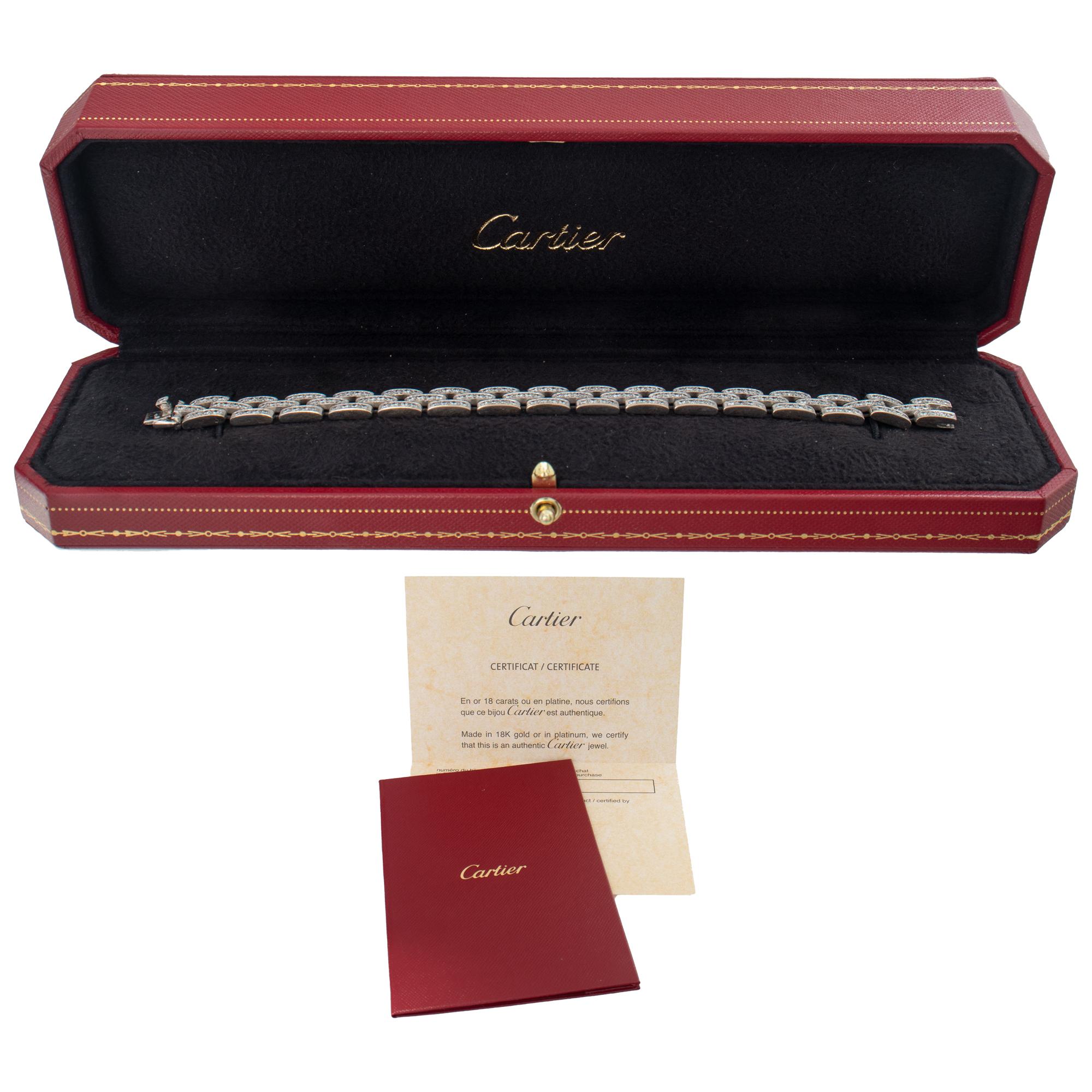 Women's Cartier Maillon Panther 3 Pave Row Bracele
