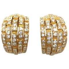 Cartier Maillon Panthère 18 Karat Yellow Gold and Diamond Earrings, 1999