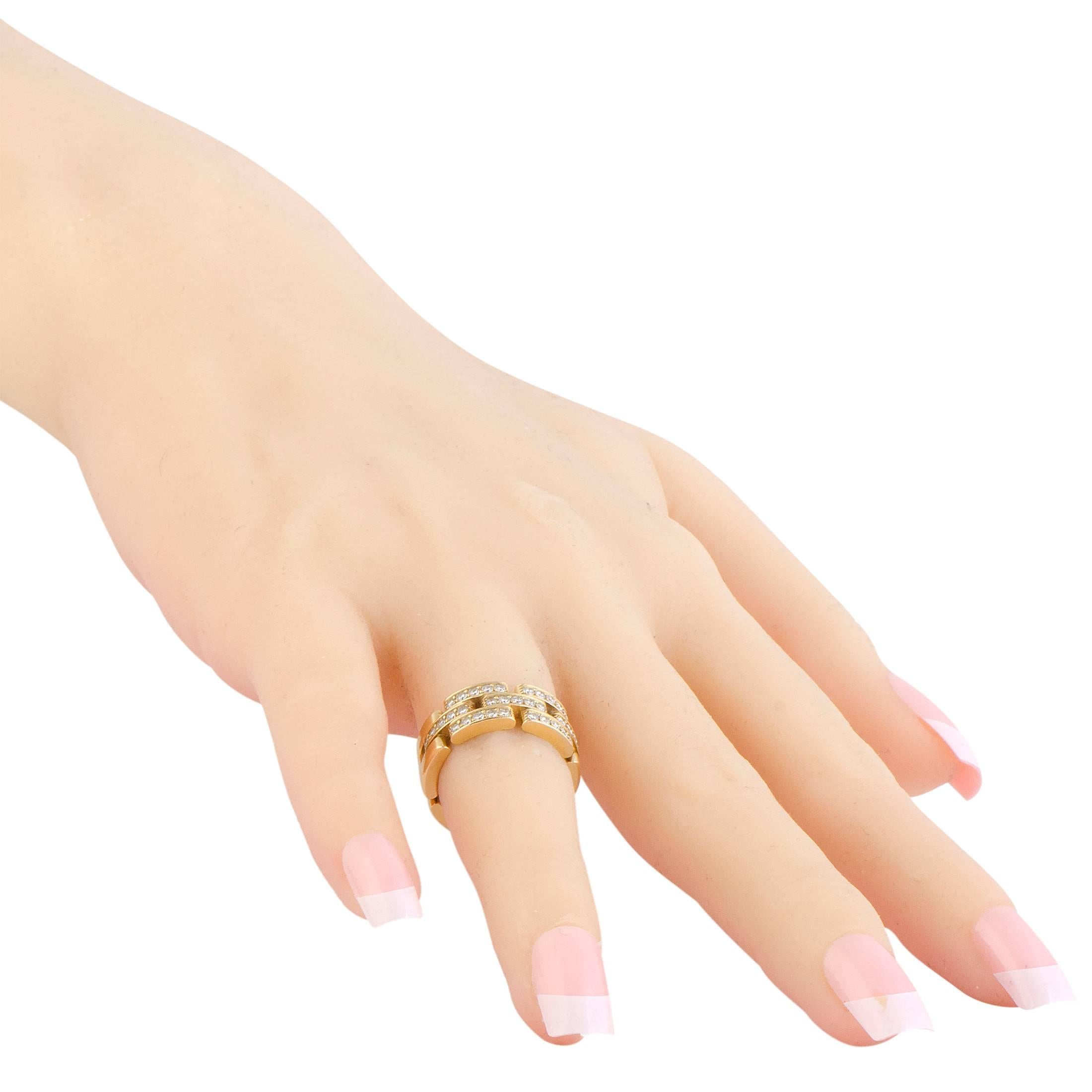 Women's Cartier Maillon Panthere 18 Karat Yellow Gold Diamond Pave Band Ring