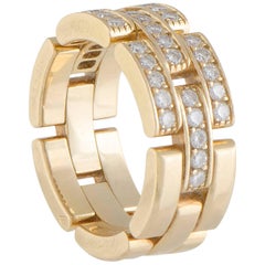Cartier Maillon Panthere 18 Karat Yellow Gold Diamond Pave Band Ring