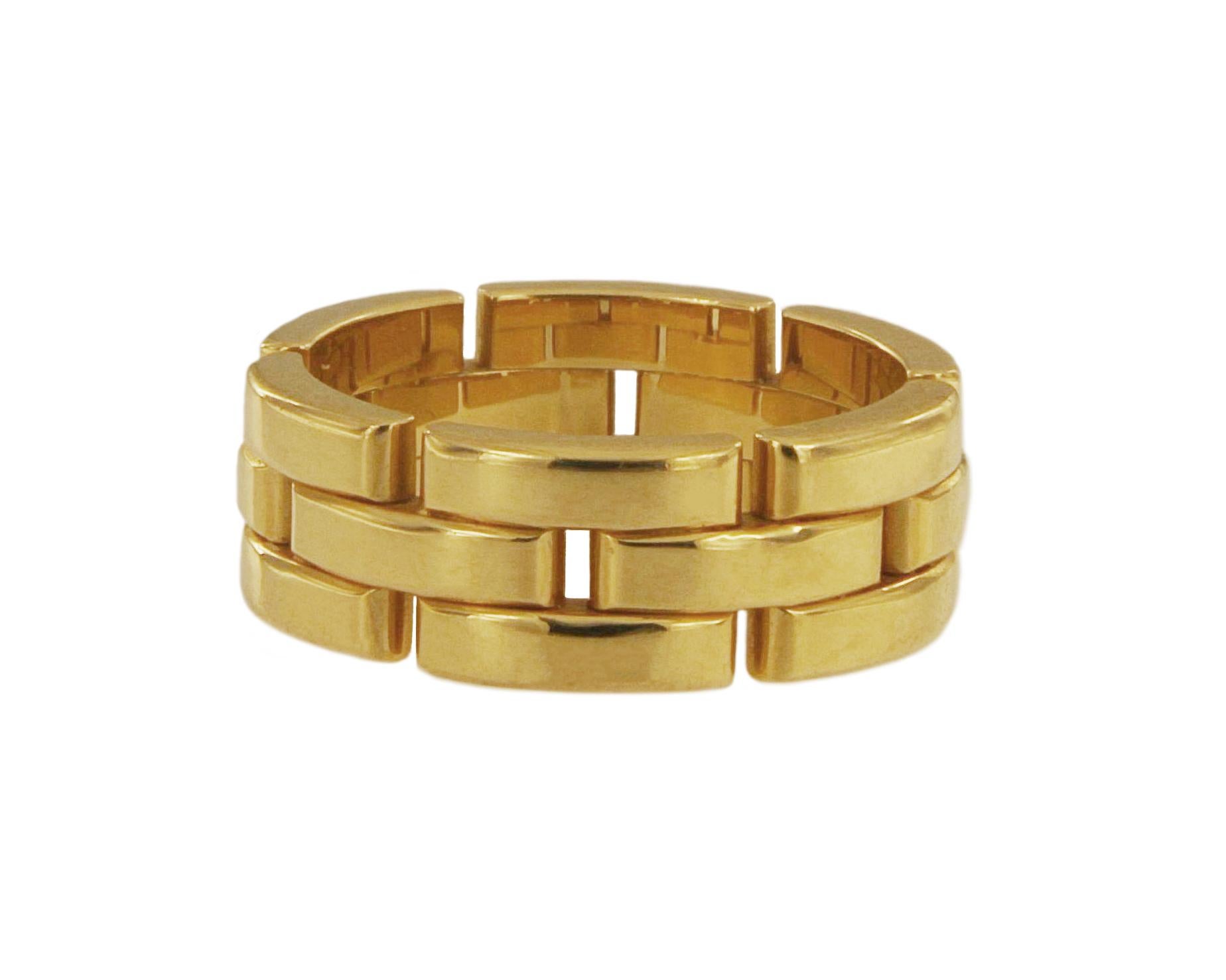 Cartier Maillon Panthere 18 Karat Yellow Gold Ring In Excellent Condition In New York, NY