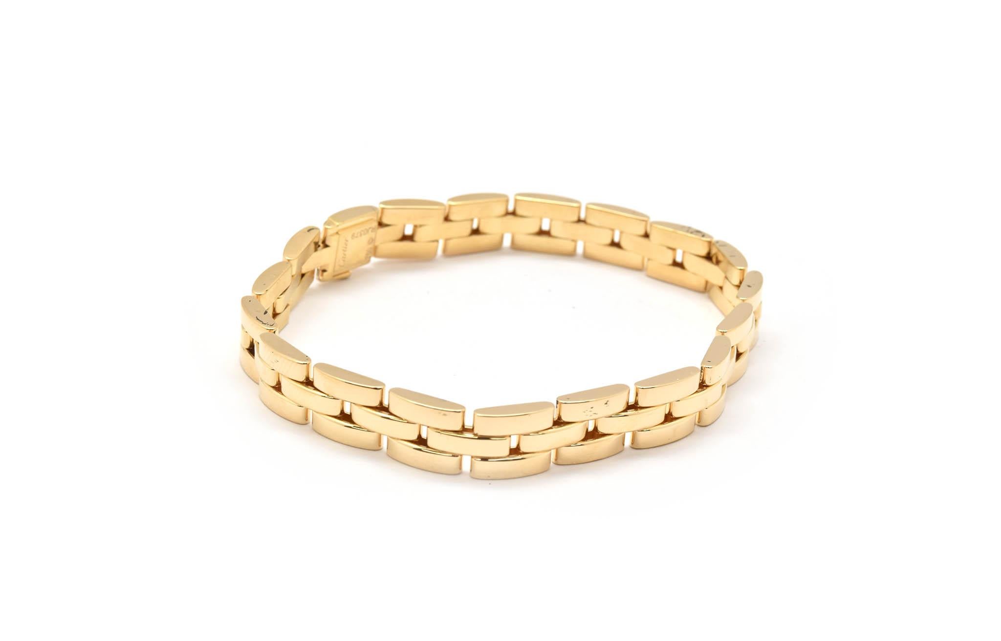 This is a vintage Cartier Maillon Panthere bracelet made from 18k yellow gold! This bracelet is from the Panthere de Cartier Bracelet Collection. Hallmarked on the bracelet, is “Cartier”, “750” and the serial number from Cartier. The bracelet