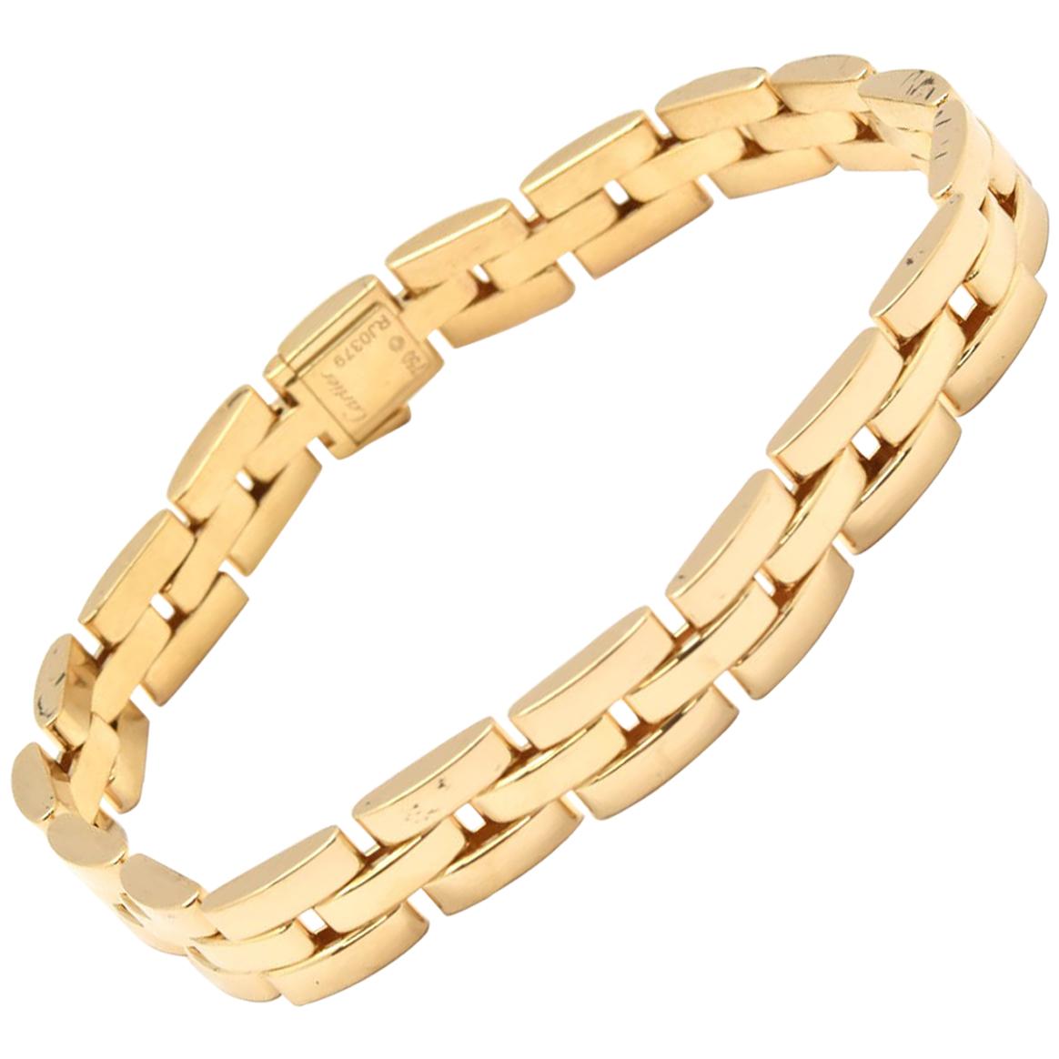 Cartier Maillon Panthere 18 Karat Yellow Gold Three-Row Link Bracelet