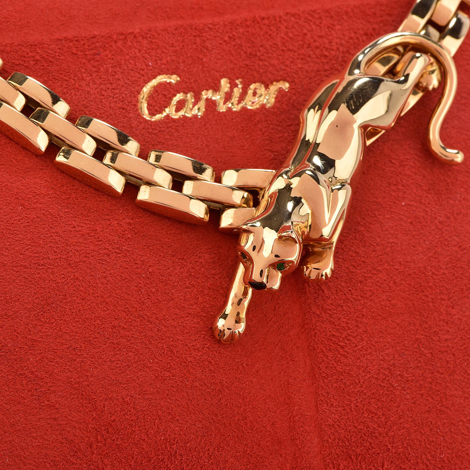 Cartier Maillon Panthere 18K Gold 3 Row Panther Link Necklace 3