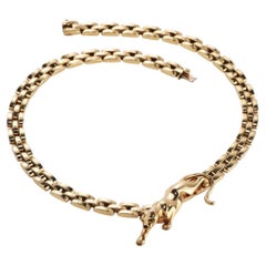 Cartier Maillon Panthere 18K Gold 3 Row ' Panthere ' Link Necklace