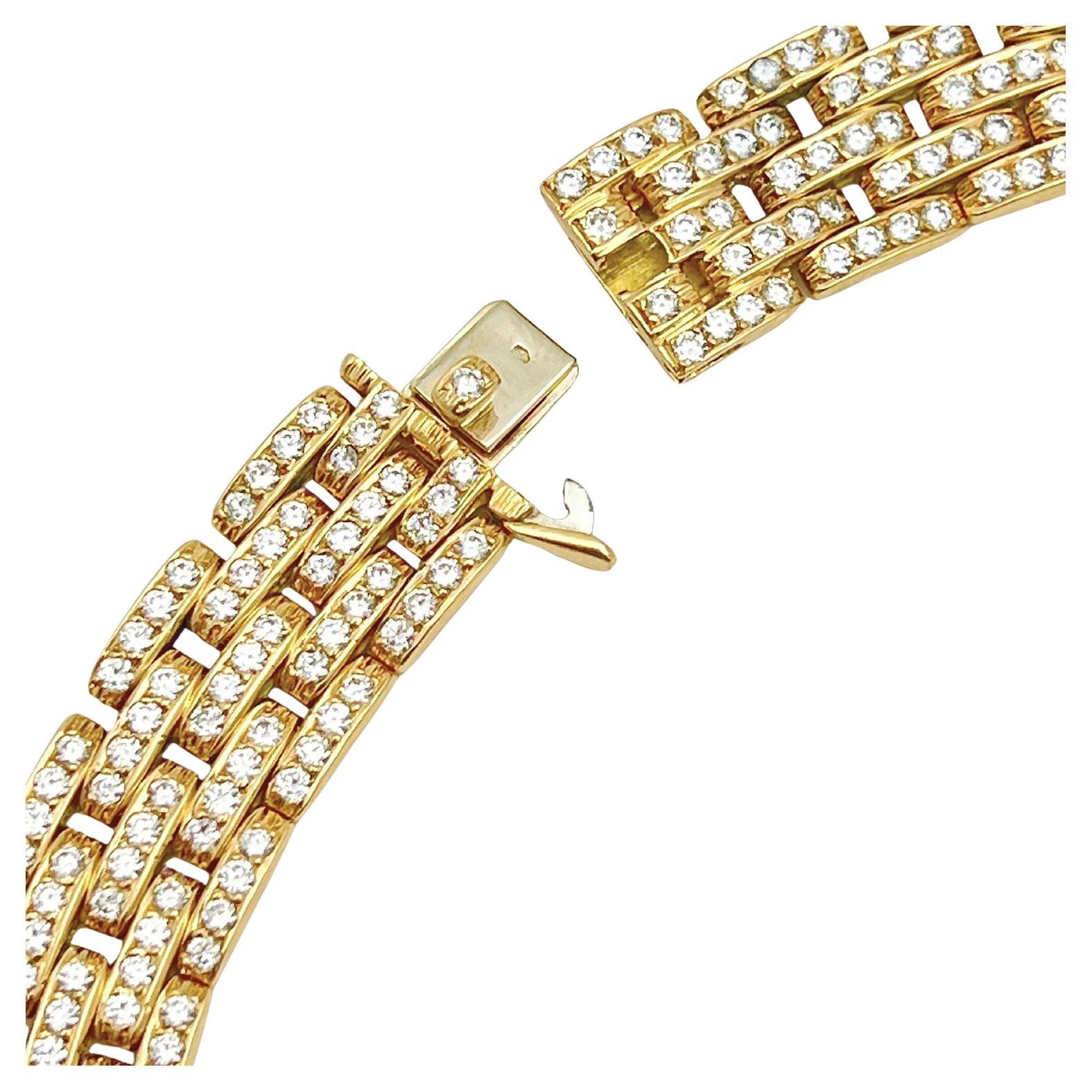 Taglio brillante Cartier Maillon Panthère - Collana con cinque file di diamanti in oro 18 carati