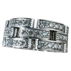 Cartier Maillon Panthère 18K White Gold 3-Row Full Pavé Diamond Ring