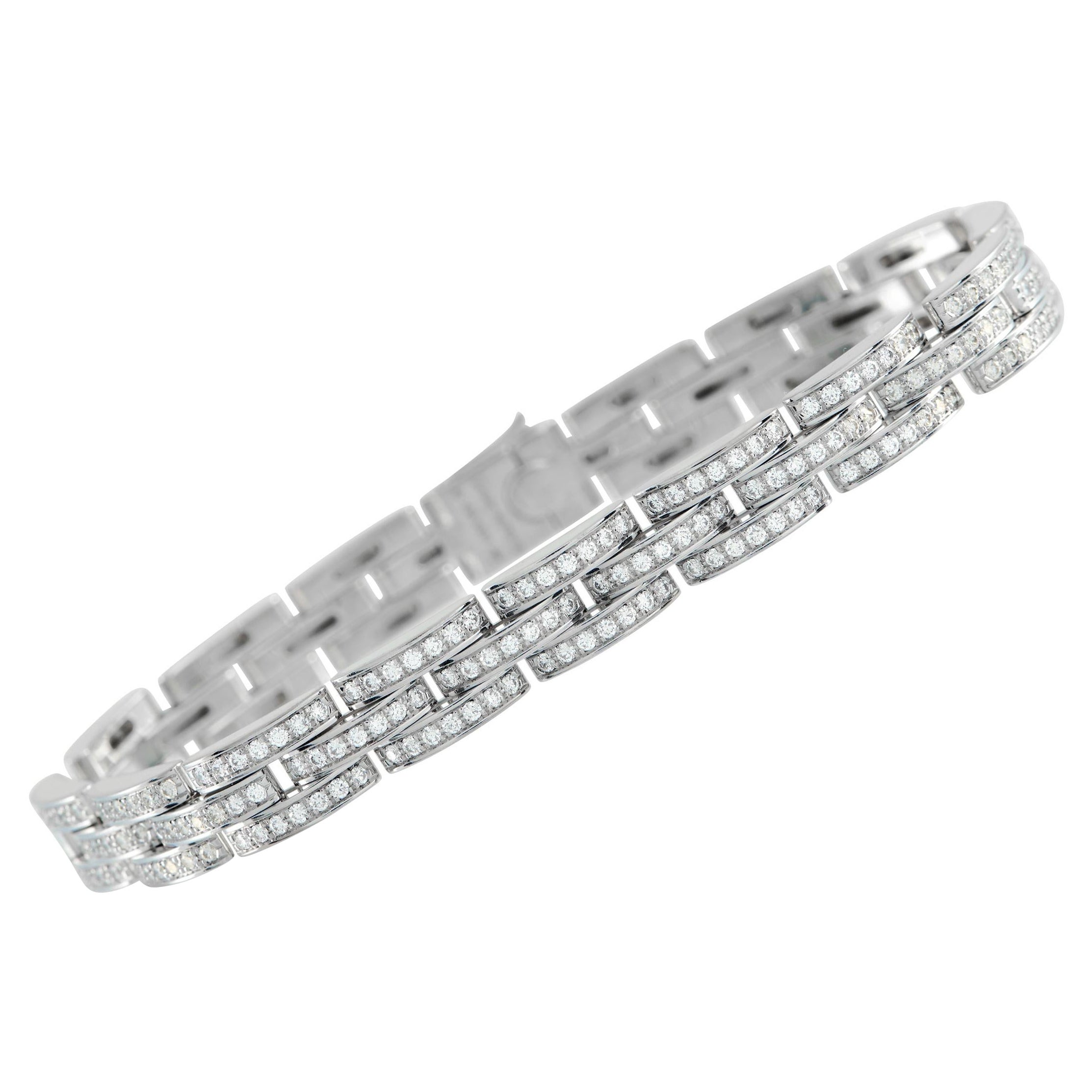 Cartier Maillon Panthere 18K White Gold Diamond Bracelet #5114 For Sale