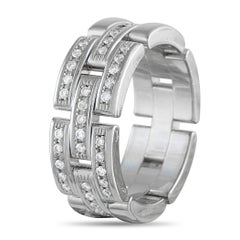 Cartier Maillon Panthere 18K White Gold Diamond Half-Pave Triple Row Ring #5090
