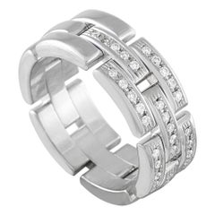 Cartier Maillon Panthere 18K White Gold Diamond Half-Pave Triple Row Ring #5090