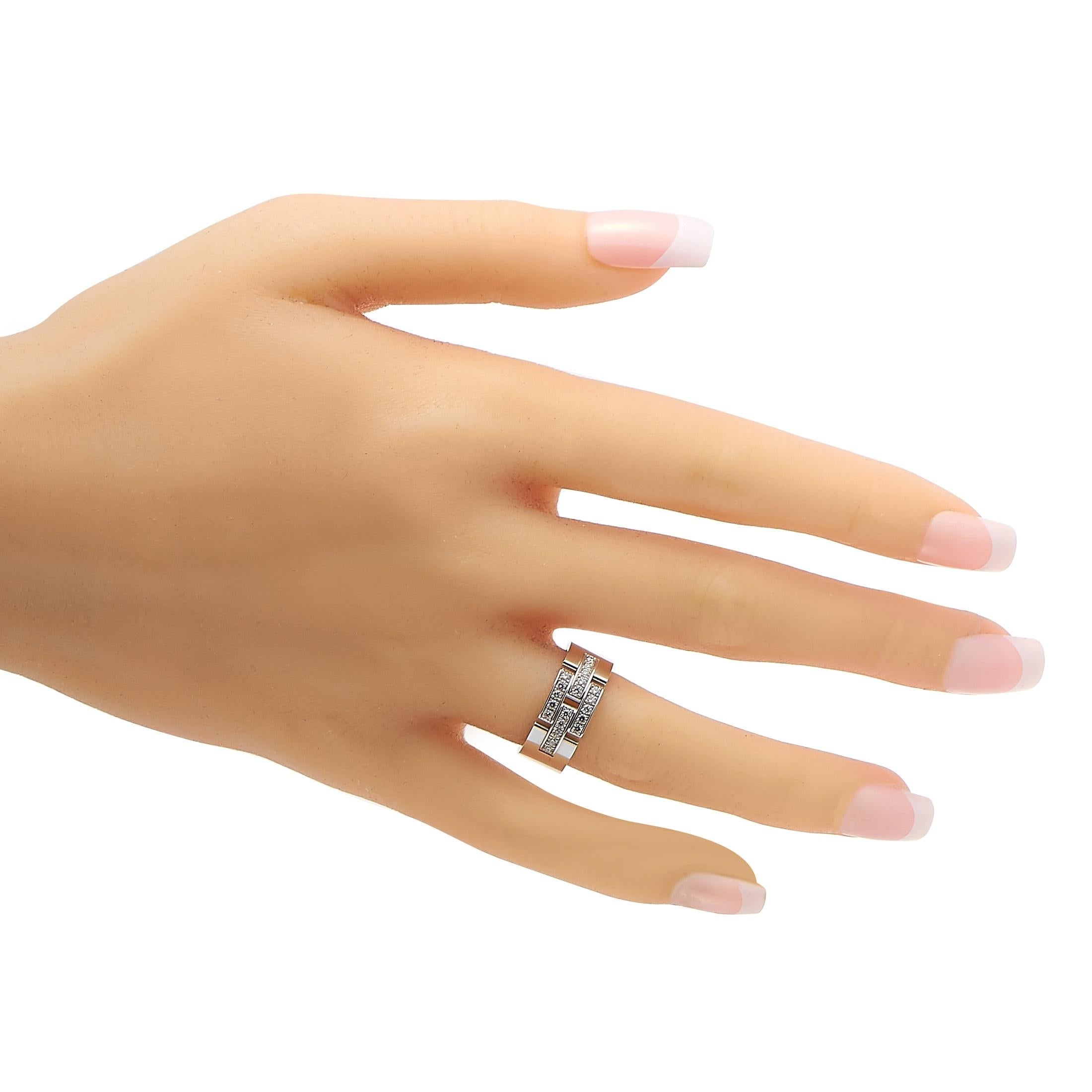 Round Cut Cartier Maillon Panthere 18K White Gold Diamond Ring