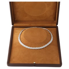 Cartier Maillon Panthere 18k White Gold Full Pave Diamond Link Necklace