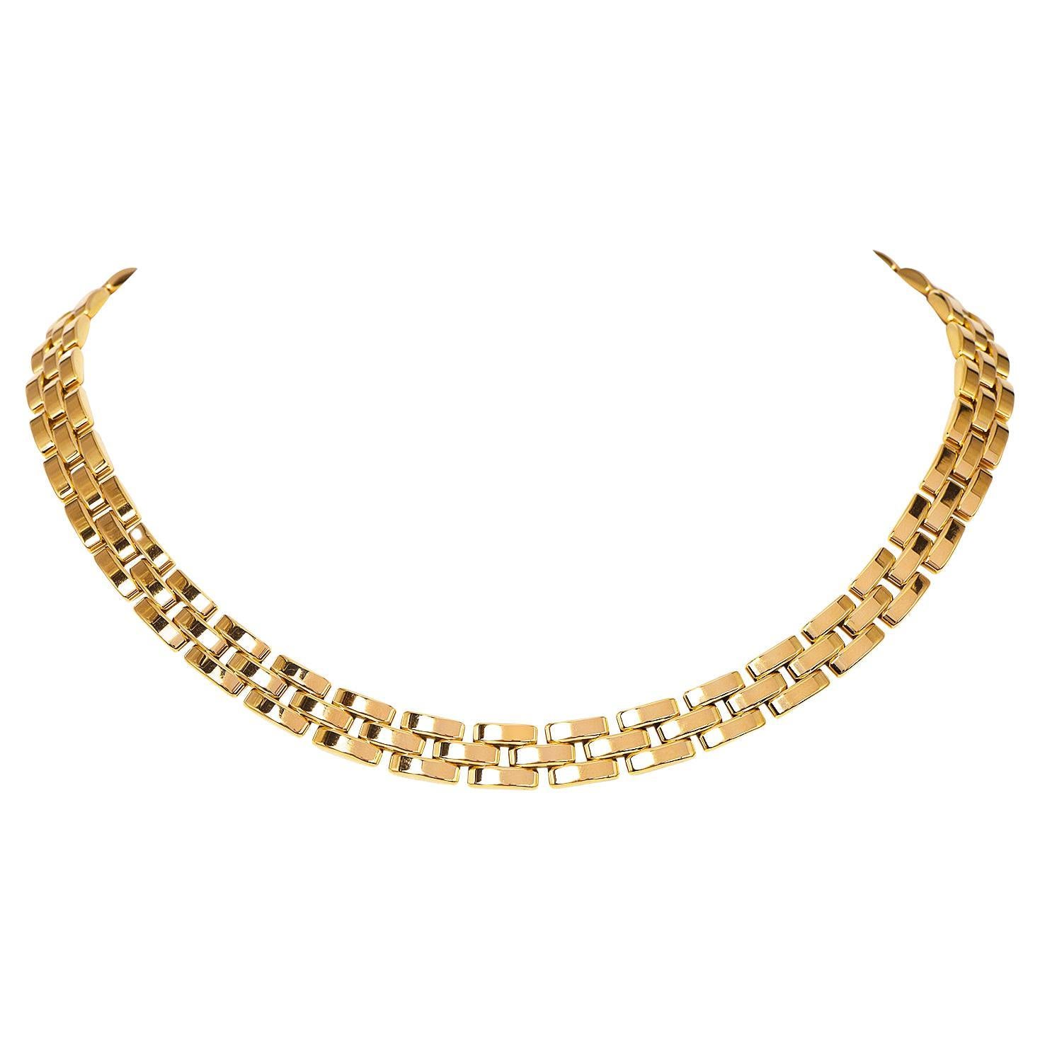 Cartier Maillon Panthere 18K Yellow Gold 3 Row Link Necklace