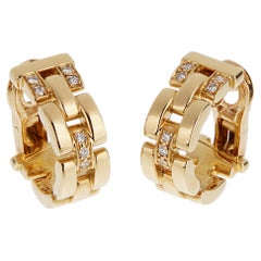 Cartier Maillon Panthere 18k Gelbgold Diamantene Reif-Ohrringe