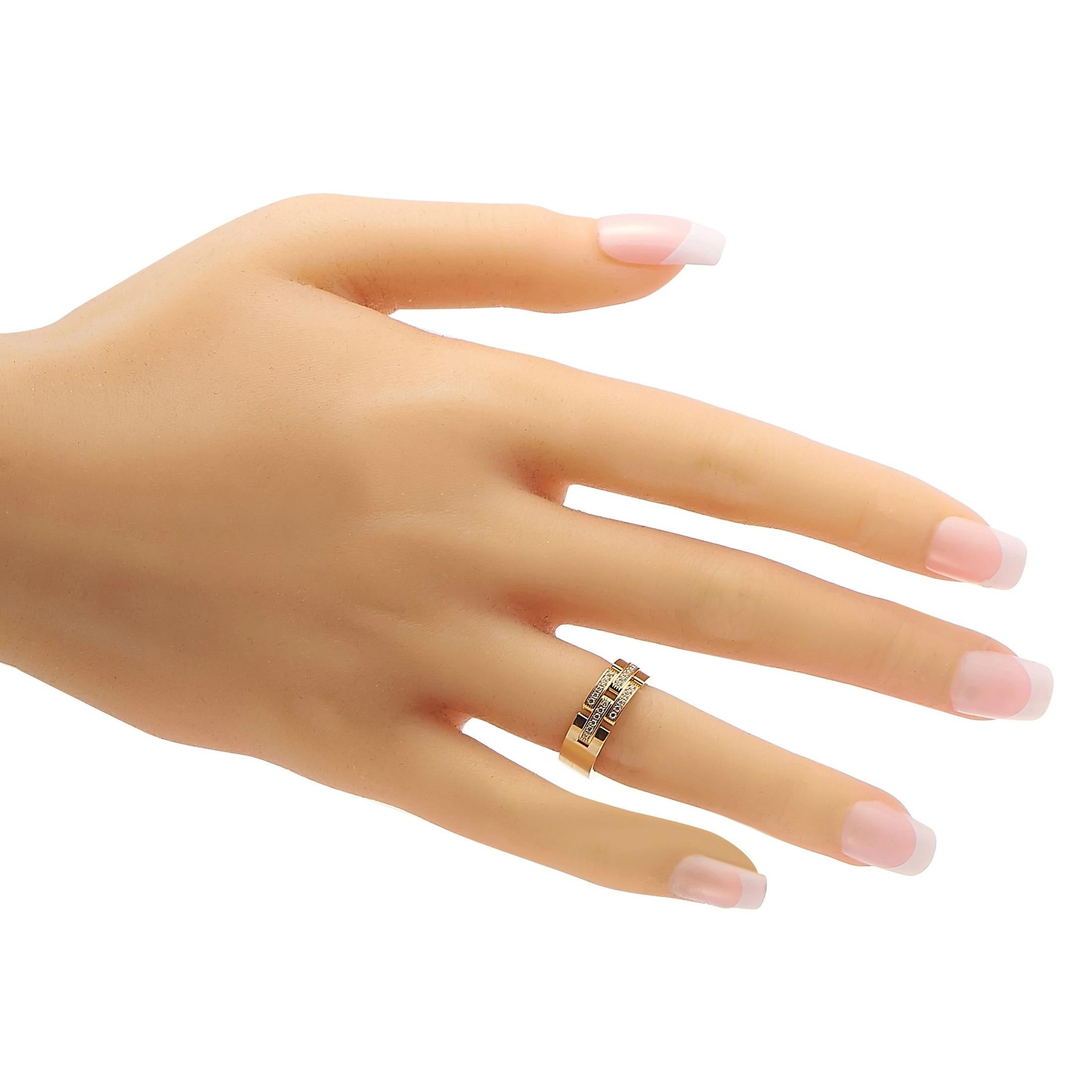 Round Cut Cartier Maillon Panthere 18K Yellow Gold Diamond Ring