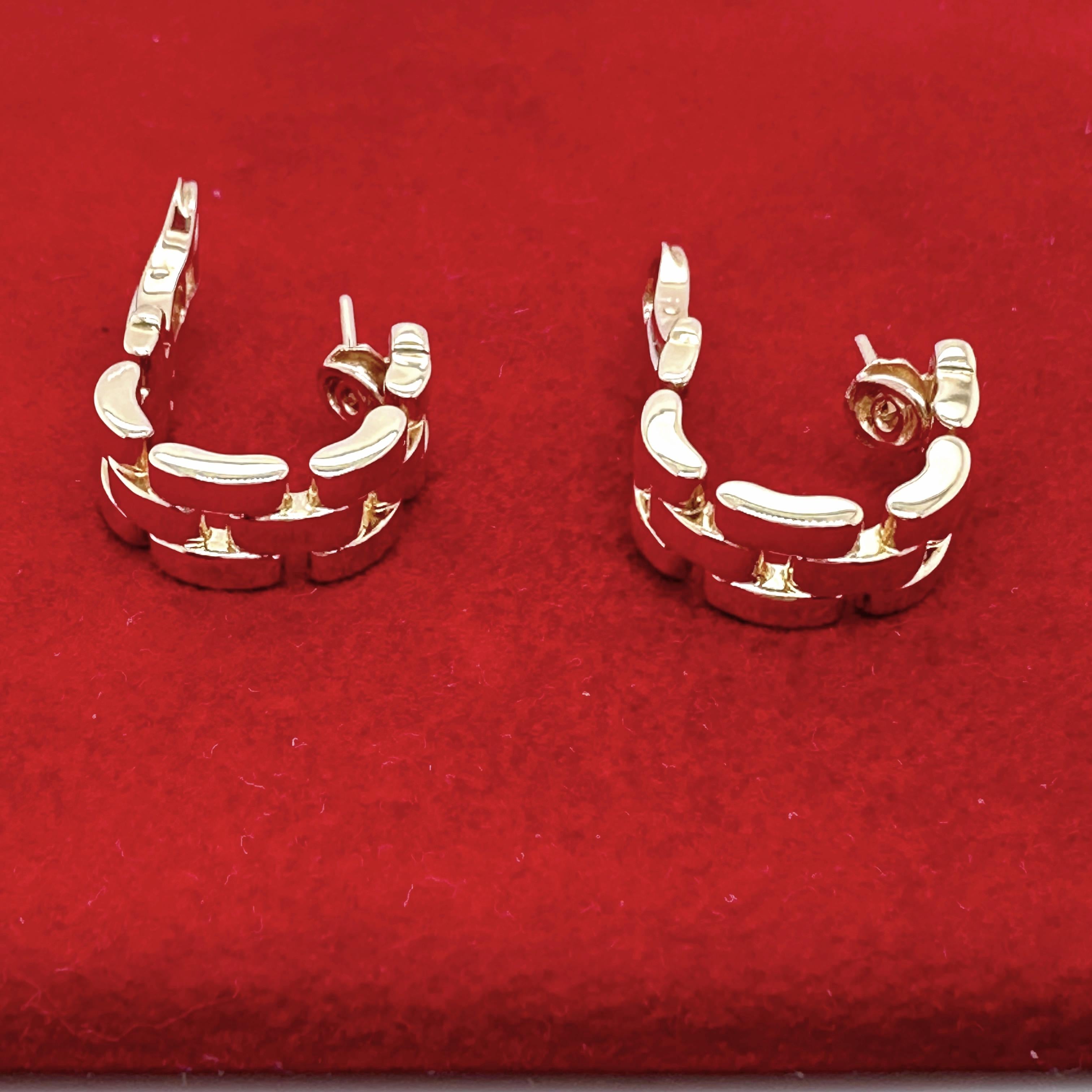 Cartier Maillon Panthere 18 Karat Yellow Gold Hoop Earrings 8
