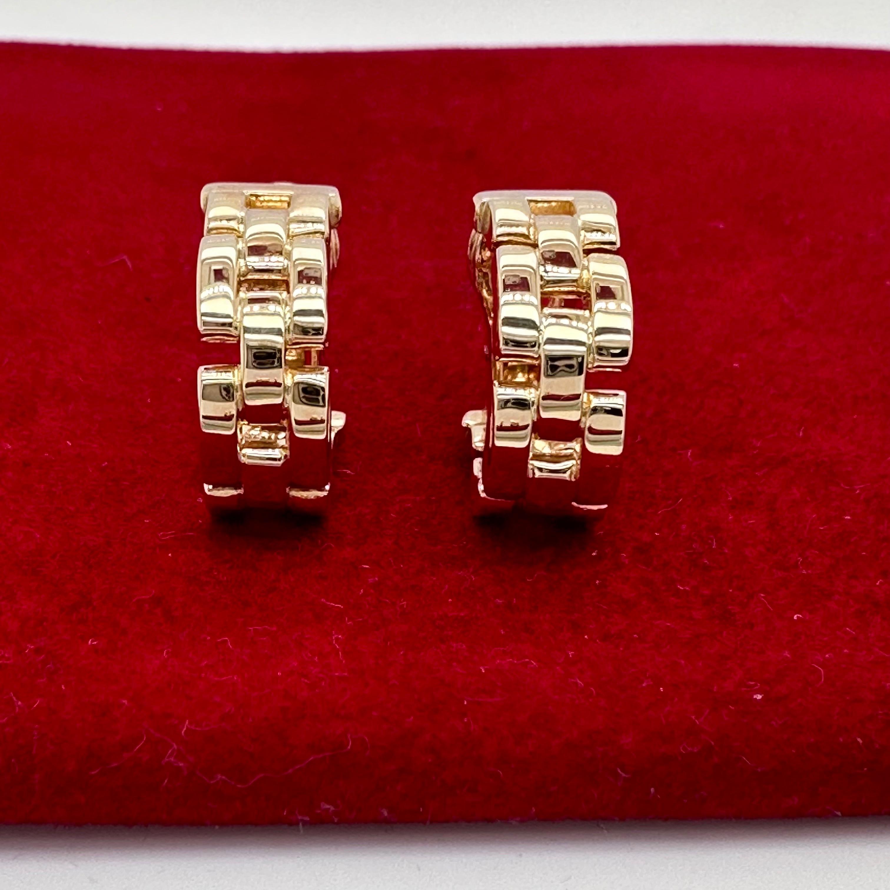 Cartier Maillon Panthere 18 Karat Yellow Gold Hoop Earrings 12