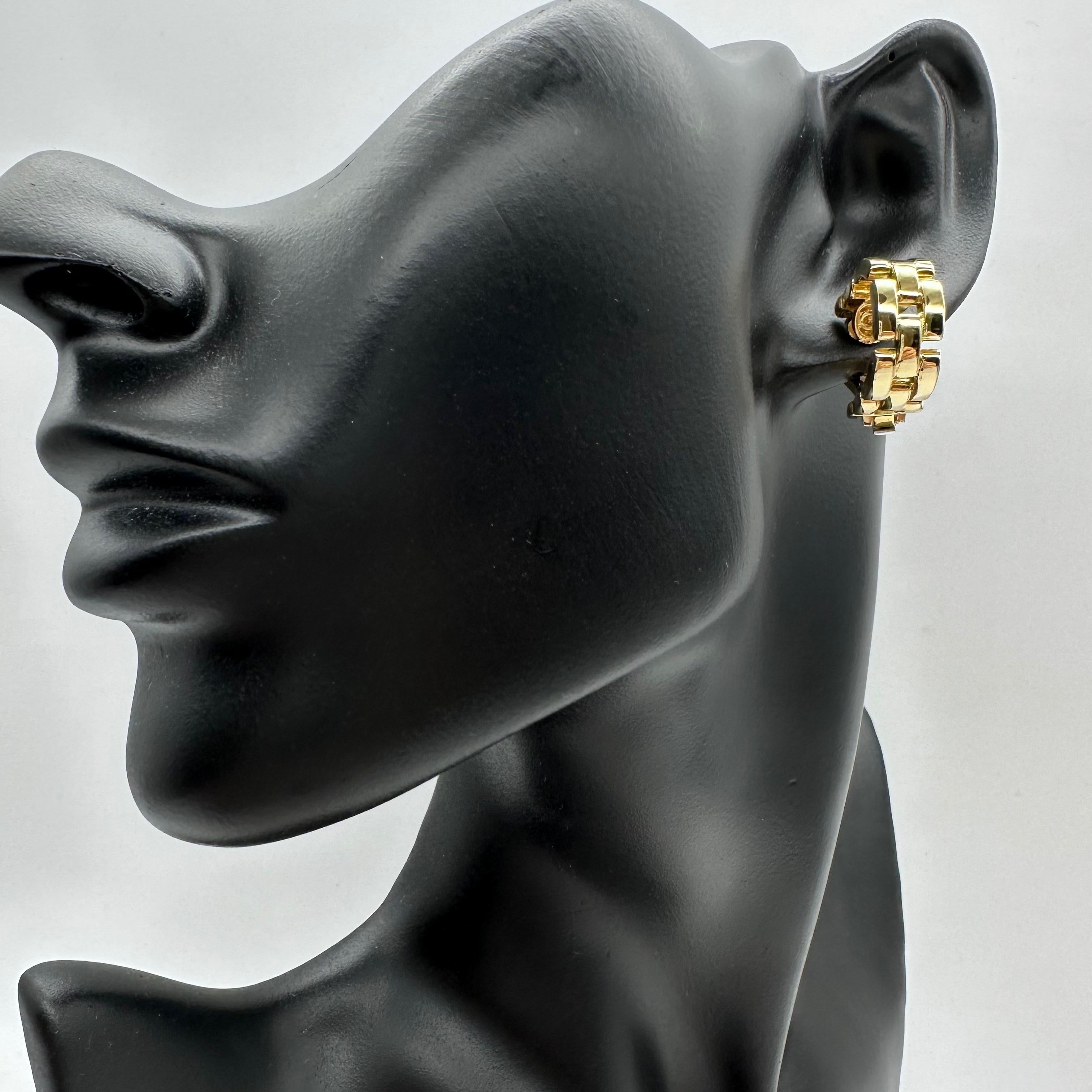 Cartier Maillon Panthere 18 Karat Yellow Gold Hoop Earrings 4