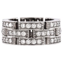 Cartier Maillon Panthere 3 Paved Row Band Ring 18k White Gold with Diamonds