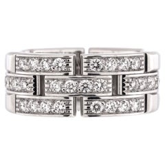 Cartier Maillon Panthere 3 Paved Row Band Ring 18k White Gold with Diamonds