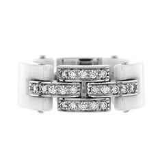 Cartier Maillon Panthere 3 Row Band Ring 18K White Gold and Ceramic with Half