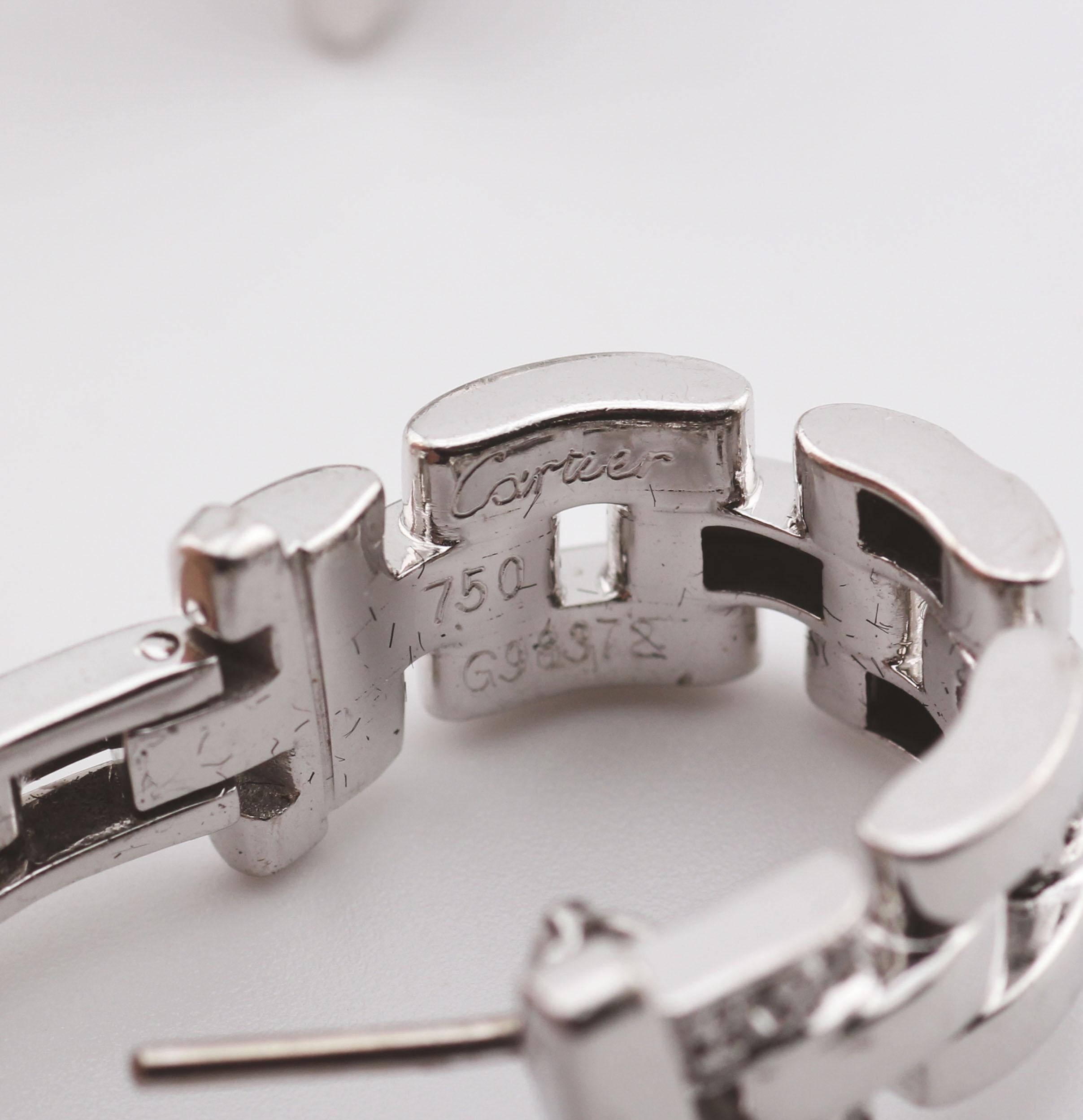 Cartier Maillon Panthere 3 Row Diamond 18k White Gold Hoop Earrings 1