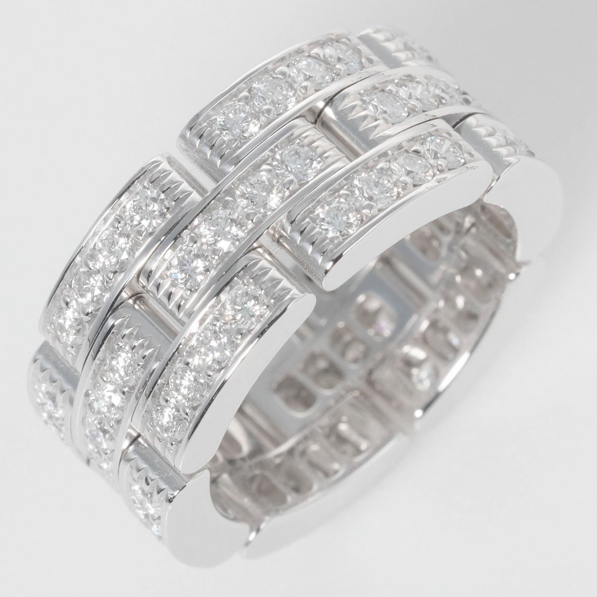 Cartier Maillon Panthere 3 Row Diamond Ring in 18K White Gold For Sale 4