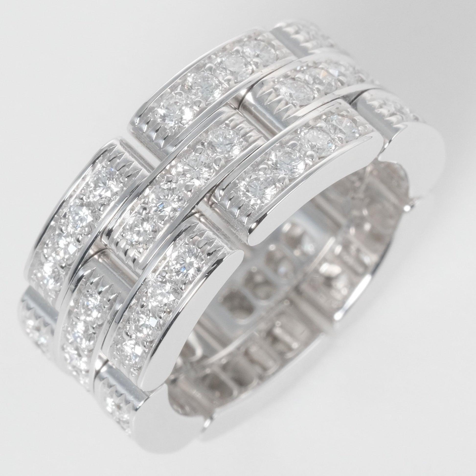 Cartier Maillon Panthere 3 Row Diamond Ring in 18K White Gold For Sale 5