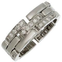 Anillo Cartier Maillon Panthère de oro blanco con 3 filas de diamantes semipavé