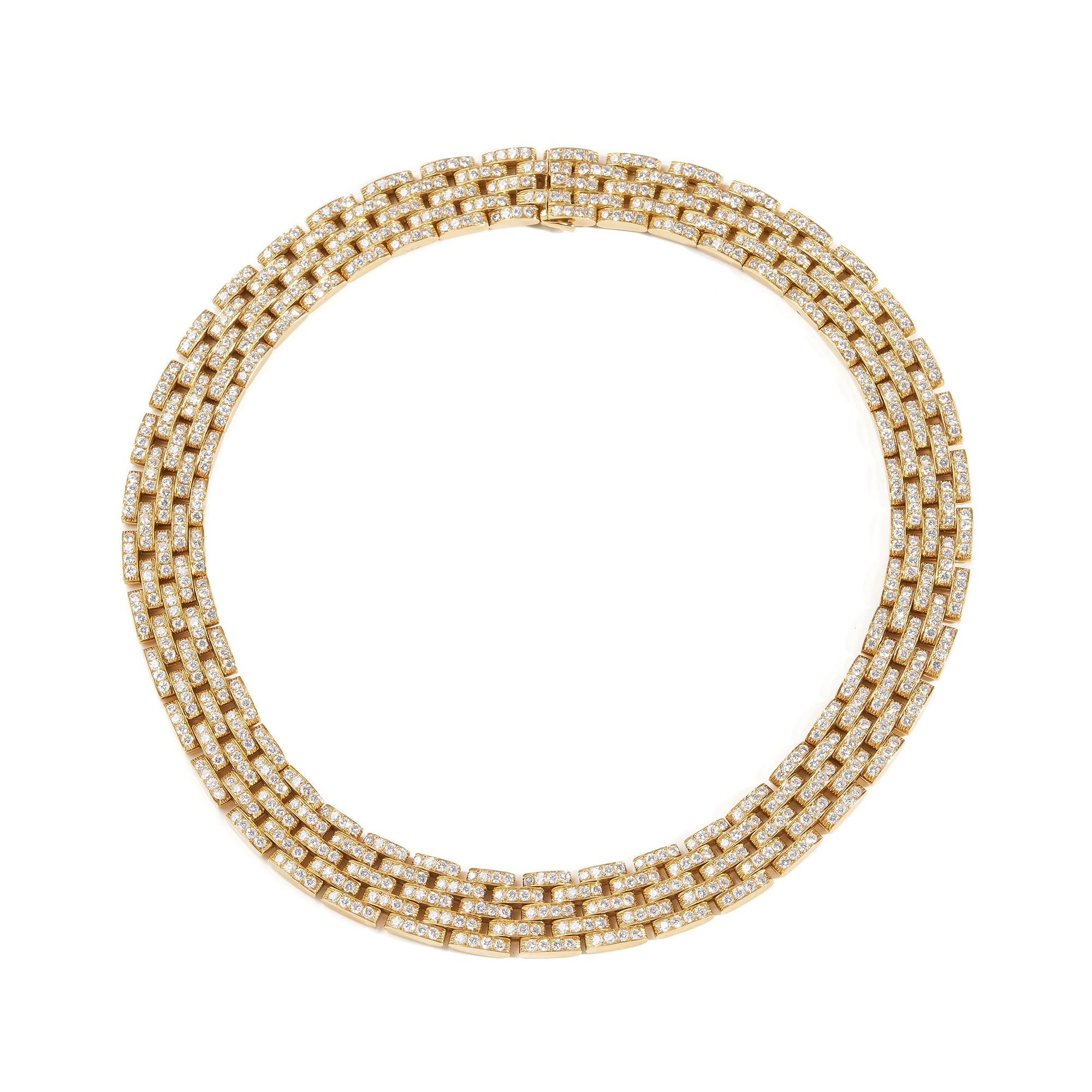 Cartier Maillon Panthere 5 Row Diamond Paved Necklace at 1stDibs