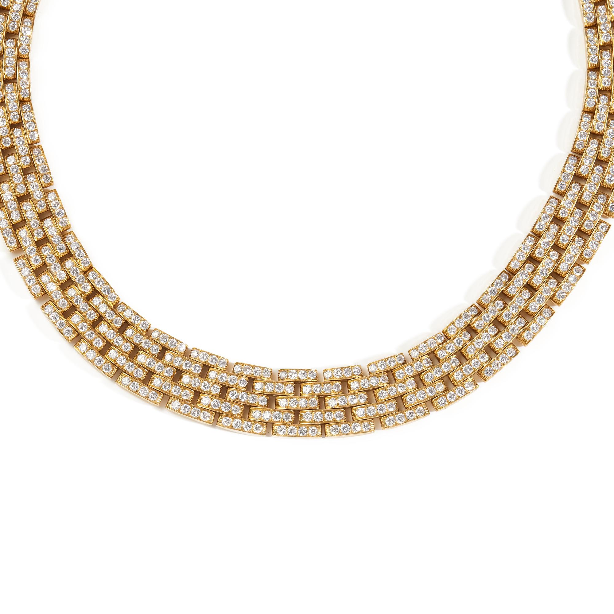 Contemporary Cartier Maillon Panthere 5 Row Diamond Paved Necklace