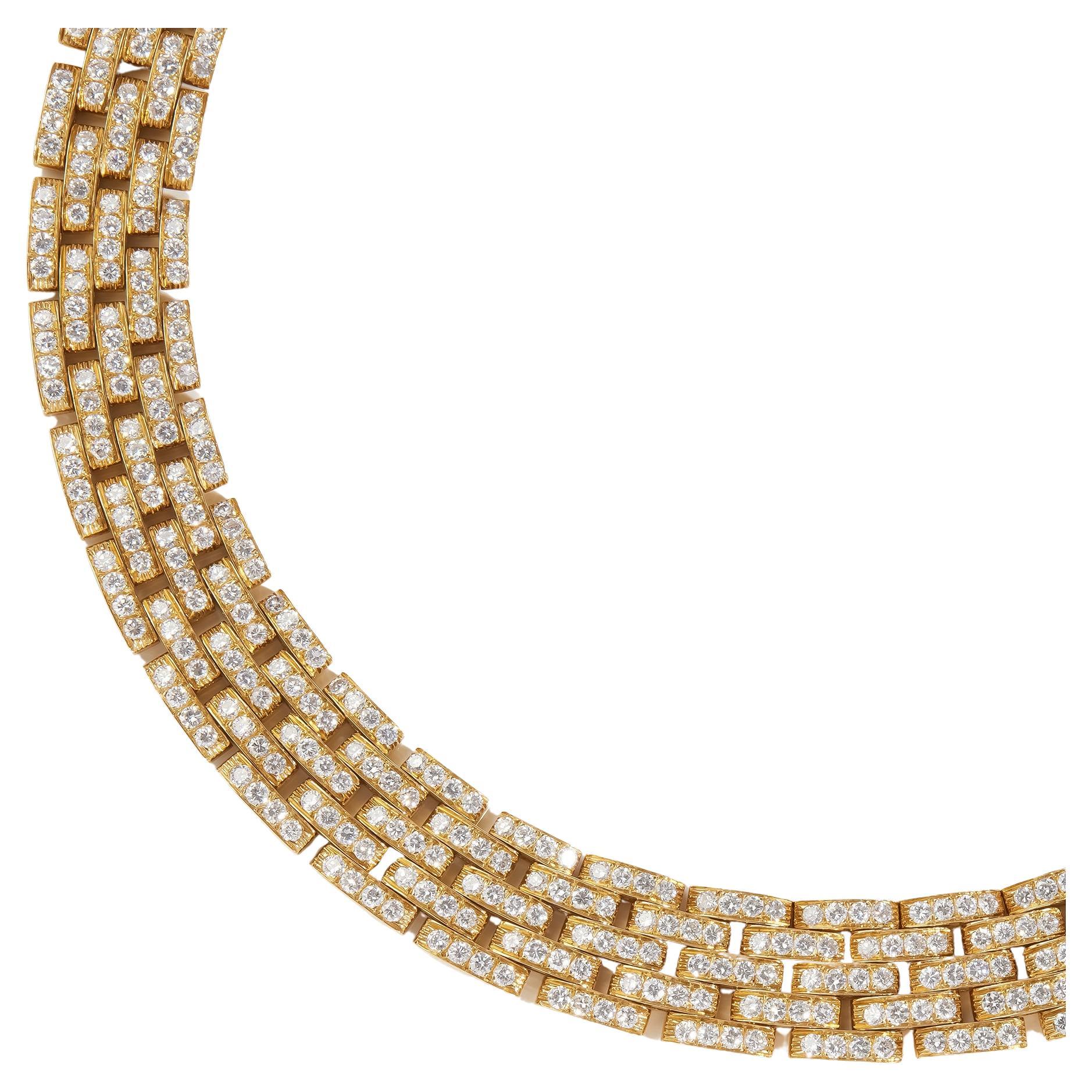 Cartier Maillon Panthere 5 Row Diamond Paved Necklace