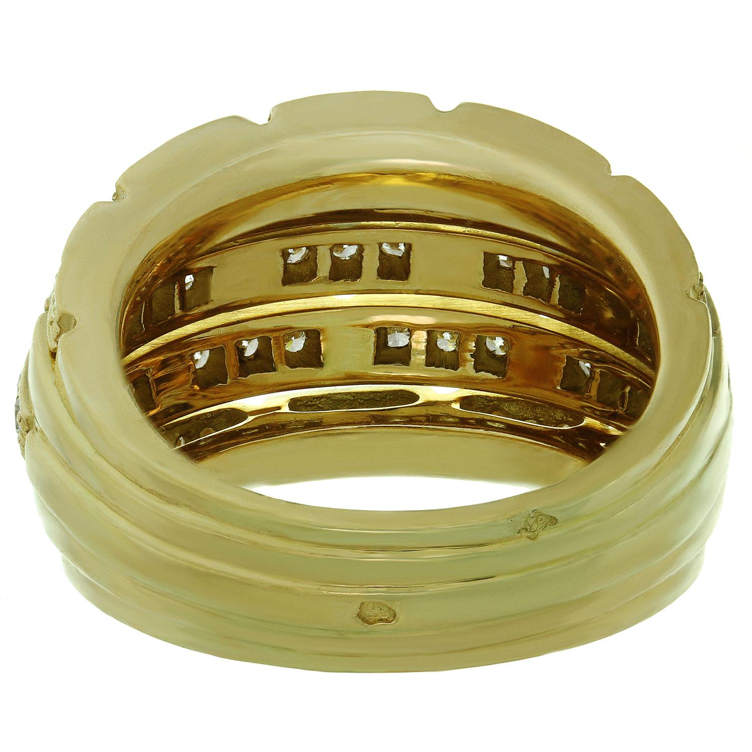 Women's Cartier Maillon Panthère 5-Row Pave Diamond Yellow Gold Bombe Ring