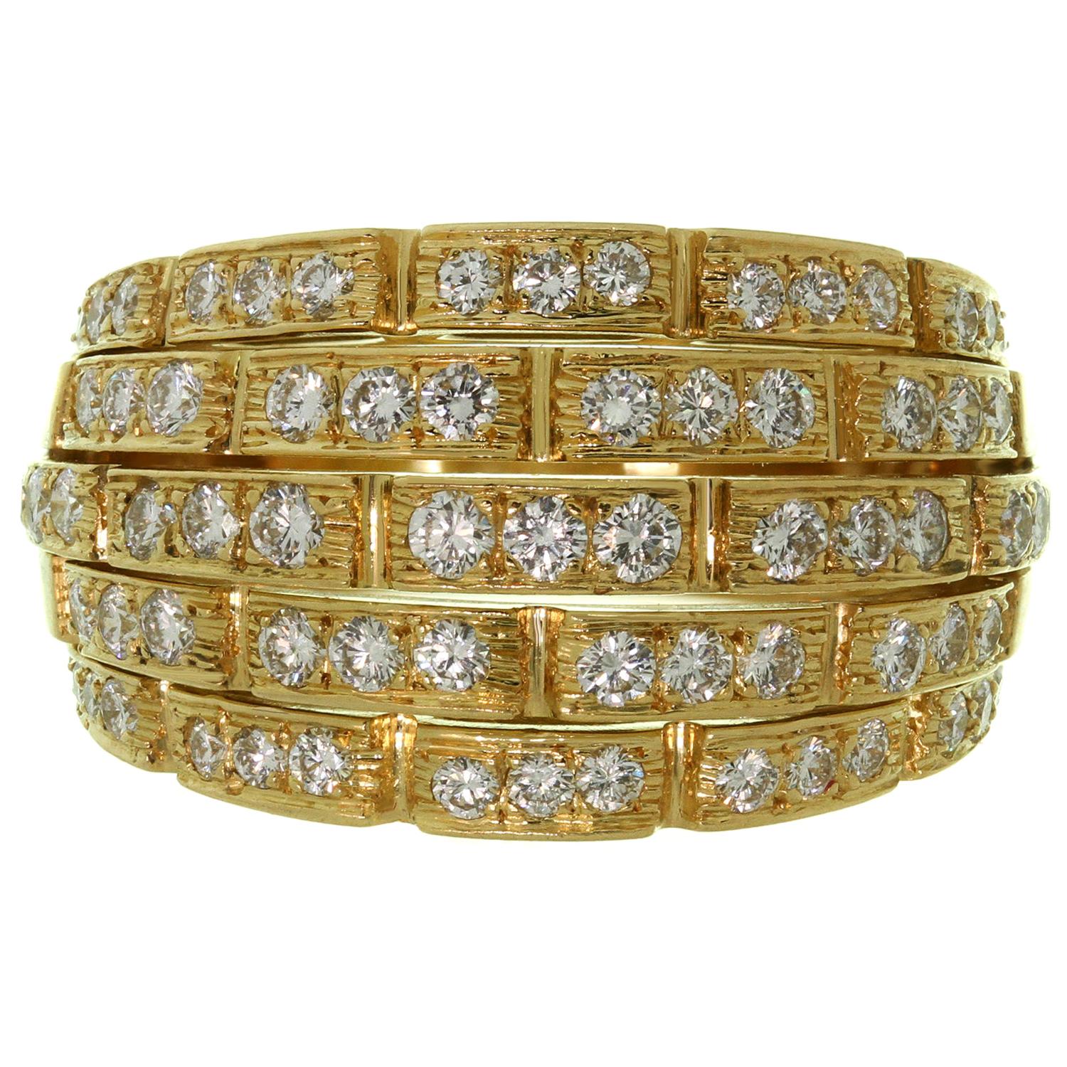 Cartier Maillon Panthère 5-Row Pave Diamond Yellow Gold Bombe Ring