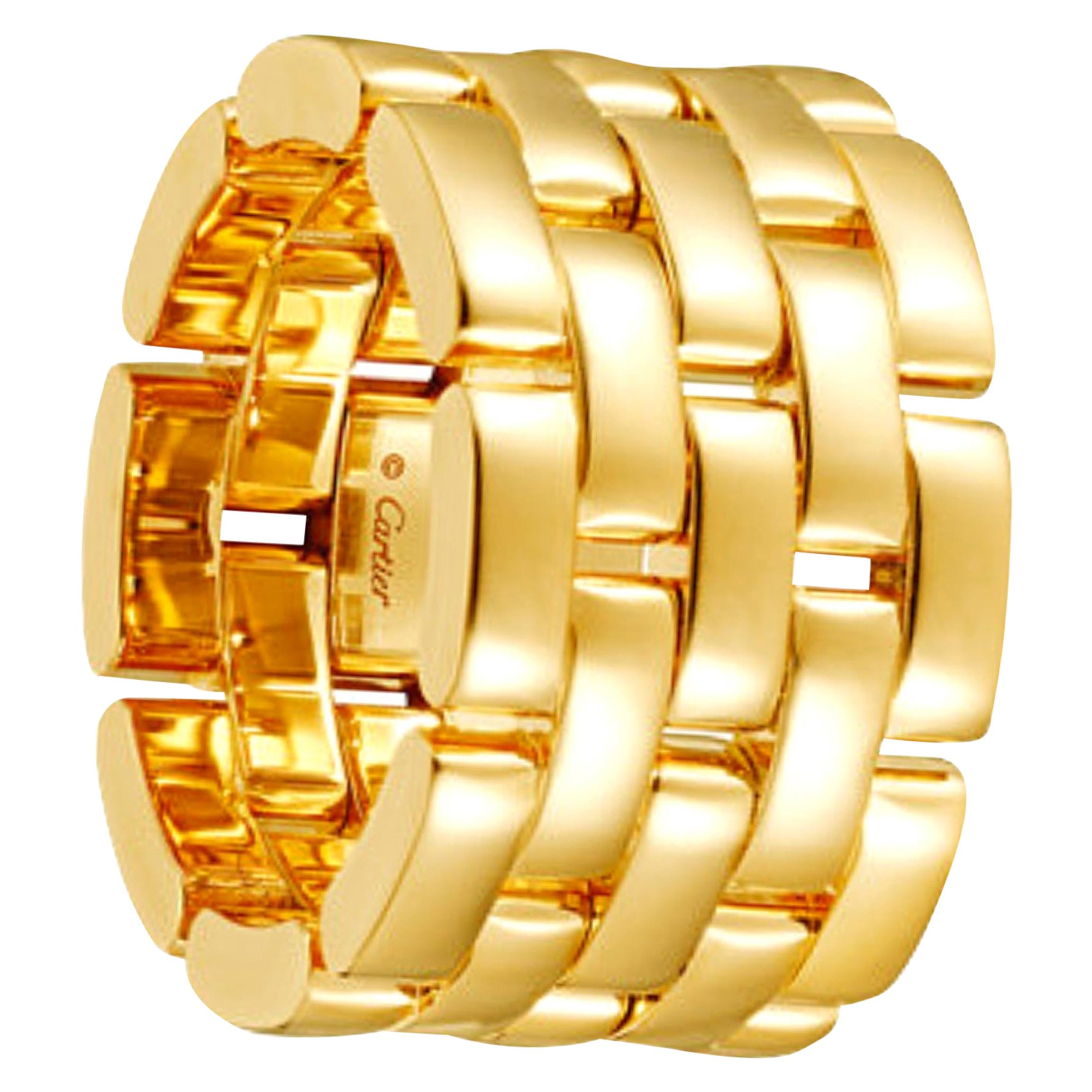 Cartier "Maillon" Panthere 5 Rows 18K Yellow Gold Ring, Size 6 Maillon Panthere