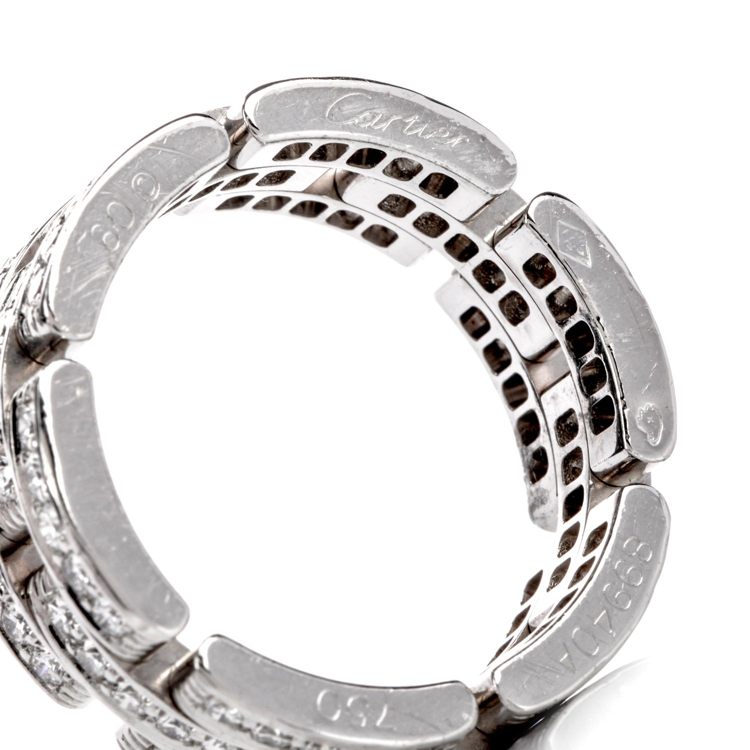 Cartier Maillon Panthère Diamond 18 Karat Gold Link Unisex Band Ring For Sale 3