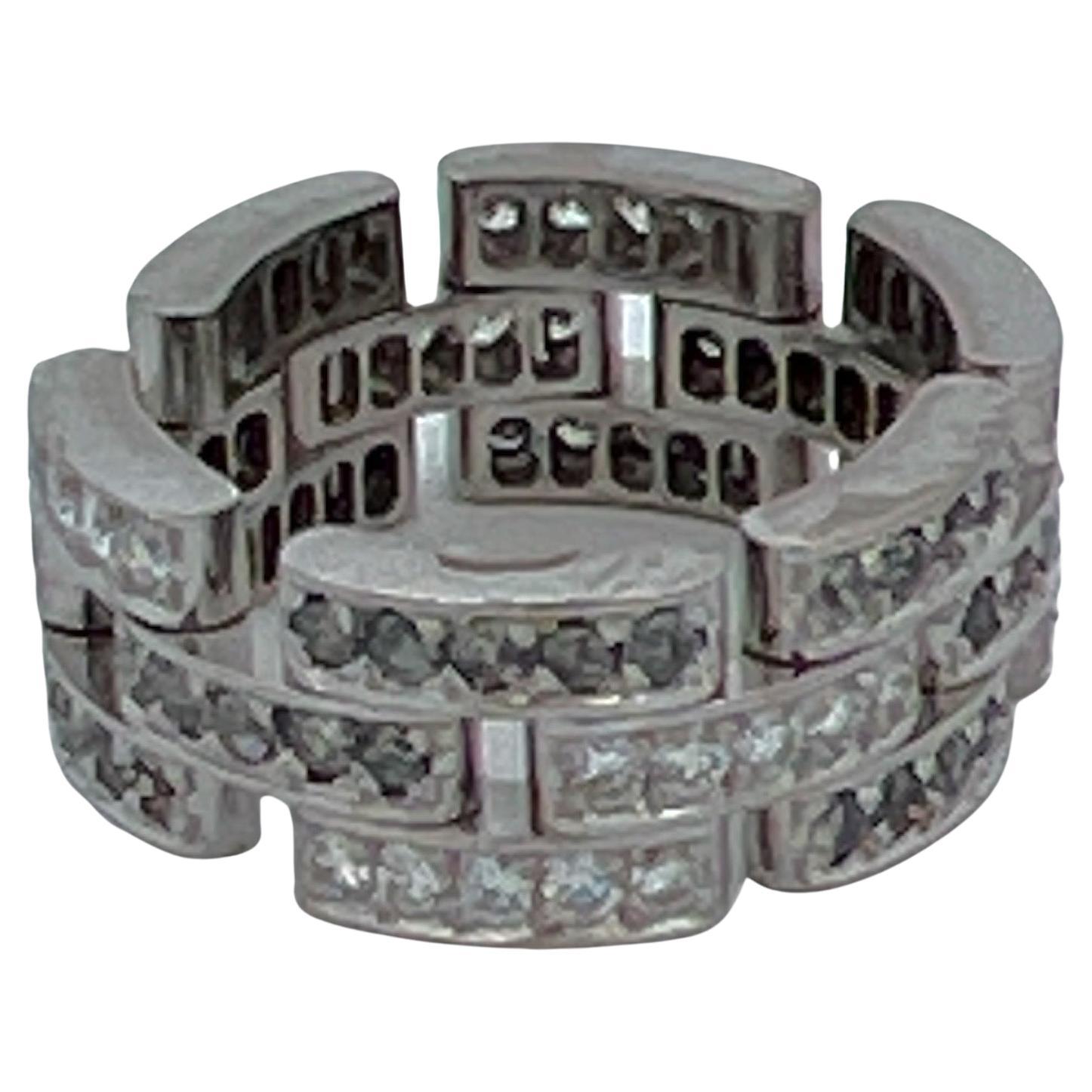 Cartier Maillon Panthére Diamant 18 Karat Weißgold Flexible Band Ring 