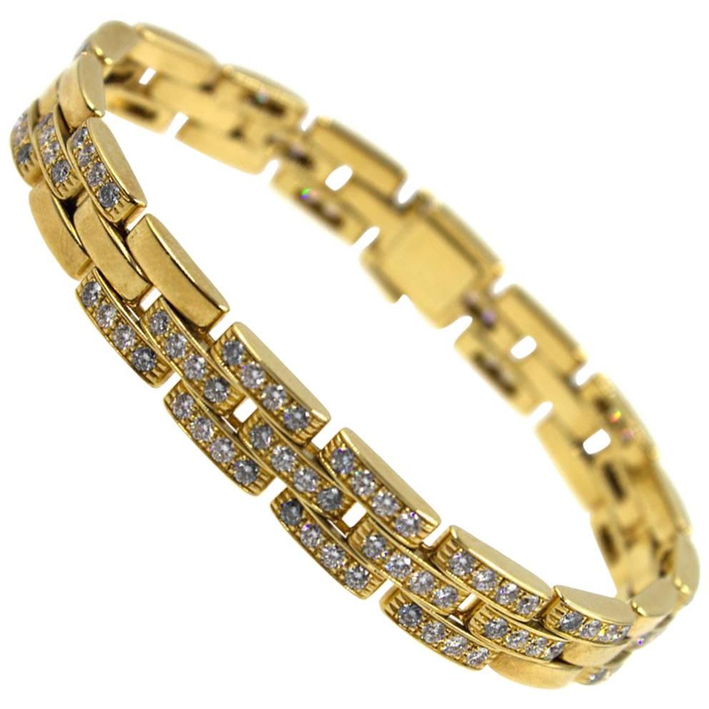 Cartier Maillon Panthere Diamond 18 Karat Yellow Gold Link Bracelet