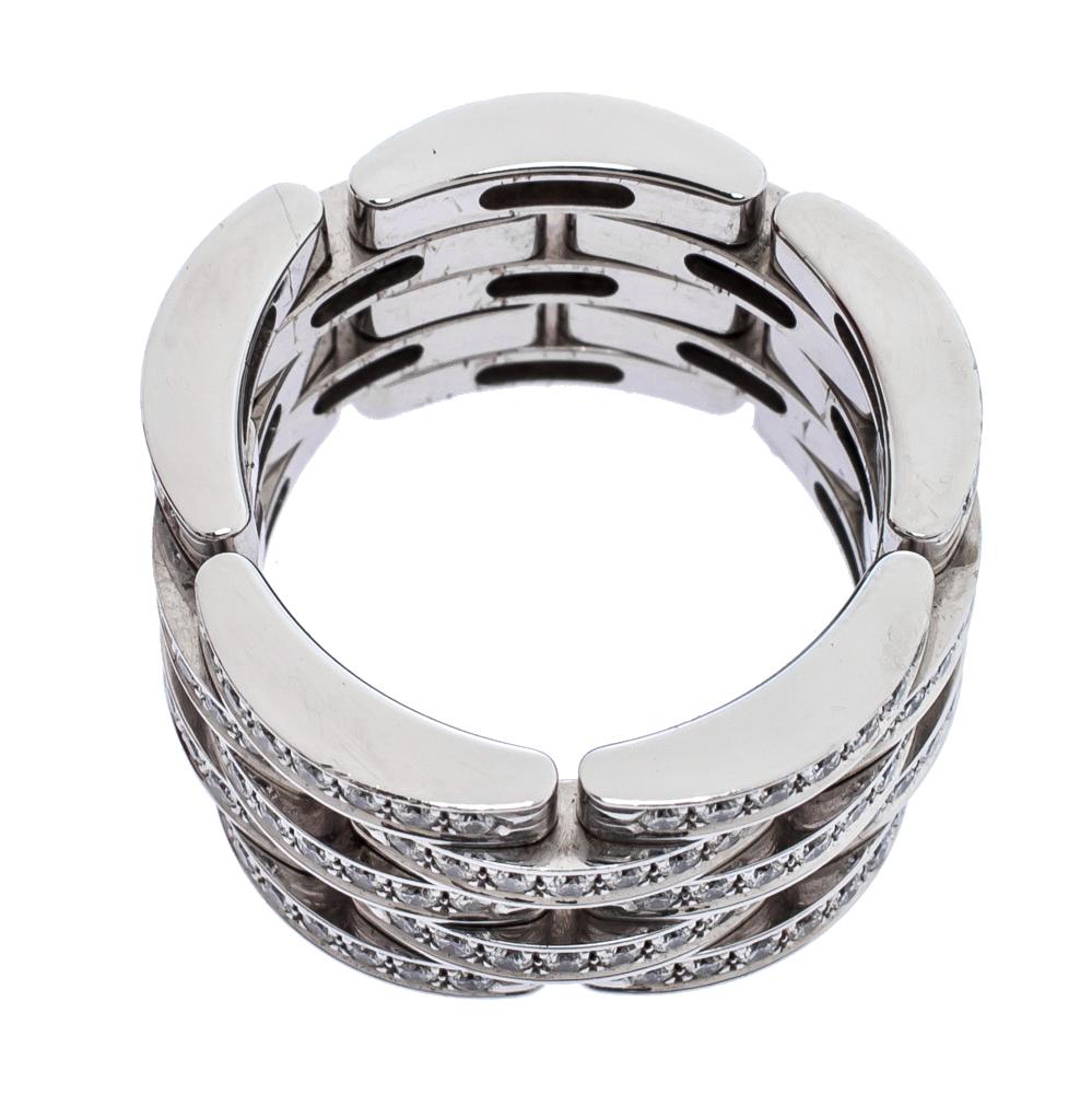Contemporary Cartier Maillon Panthère Diamond 18K White Gold 5 Row Ring Size 50
