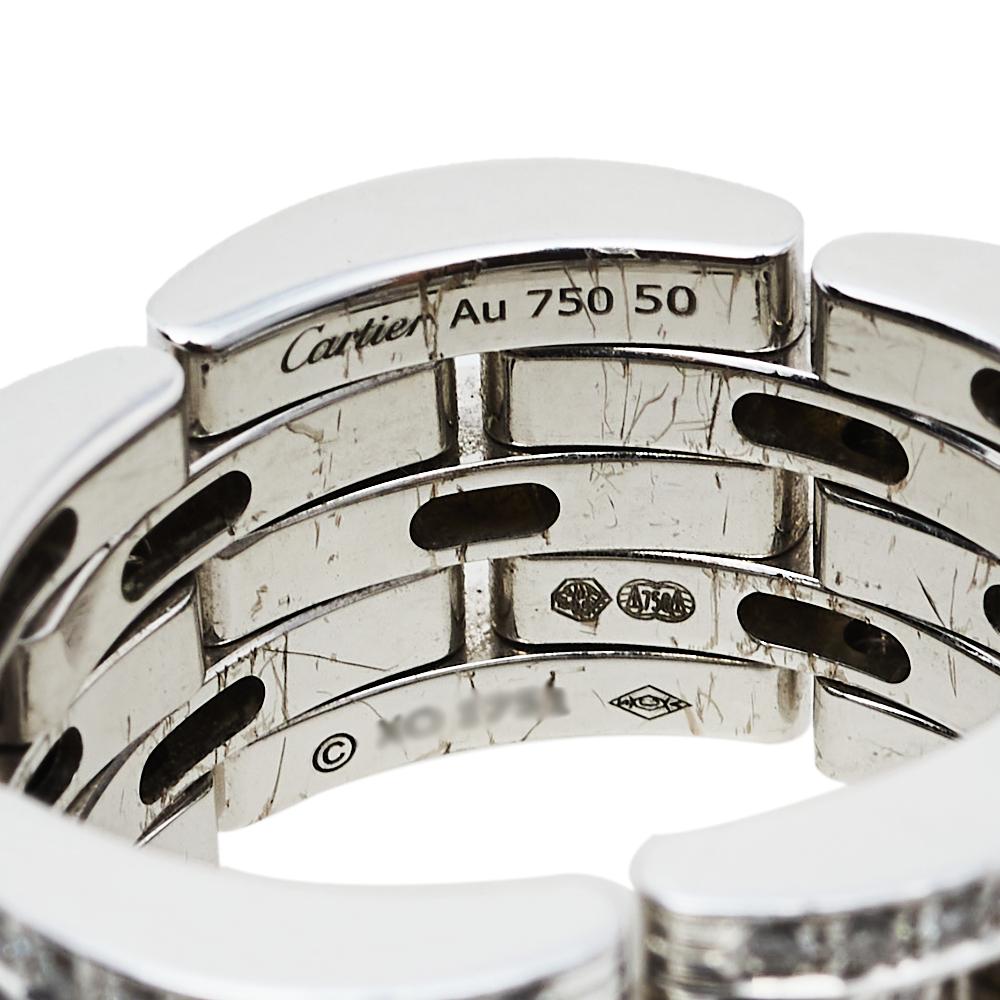 Women's Cartier Maillon Panthère Diamond 18K White Gold 5 Row Ring Size 50