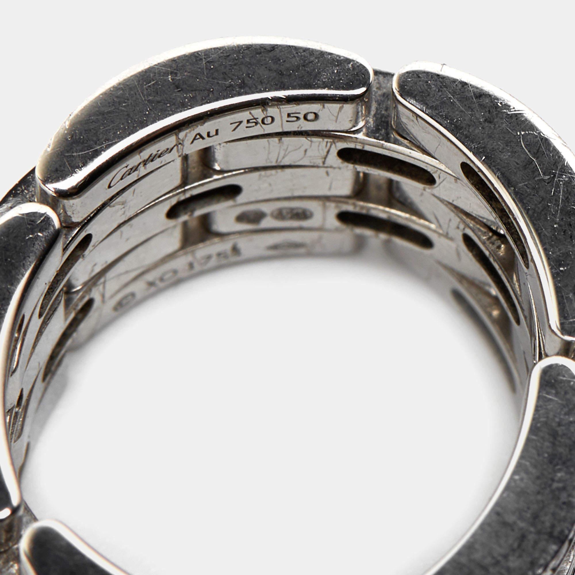 Women's Cartier Maillon Panthère Diamond 18K White Gold 5 Row Ring Size 50