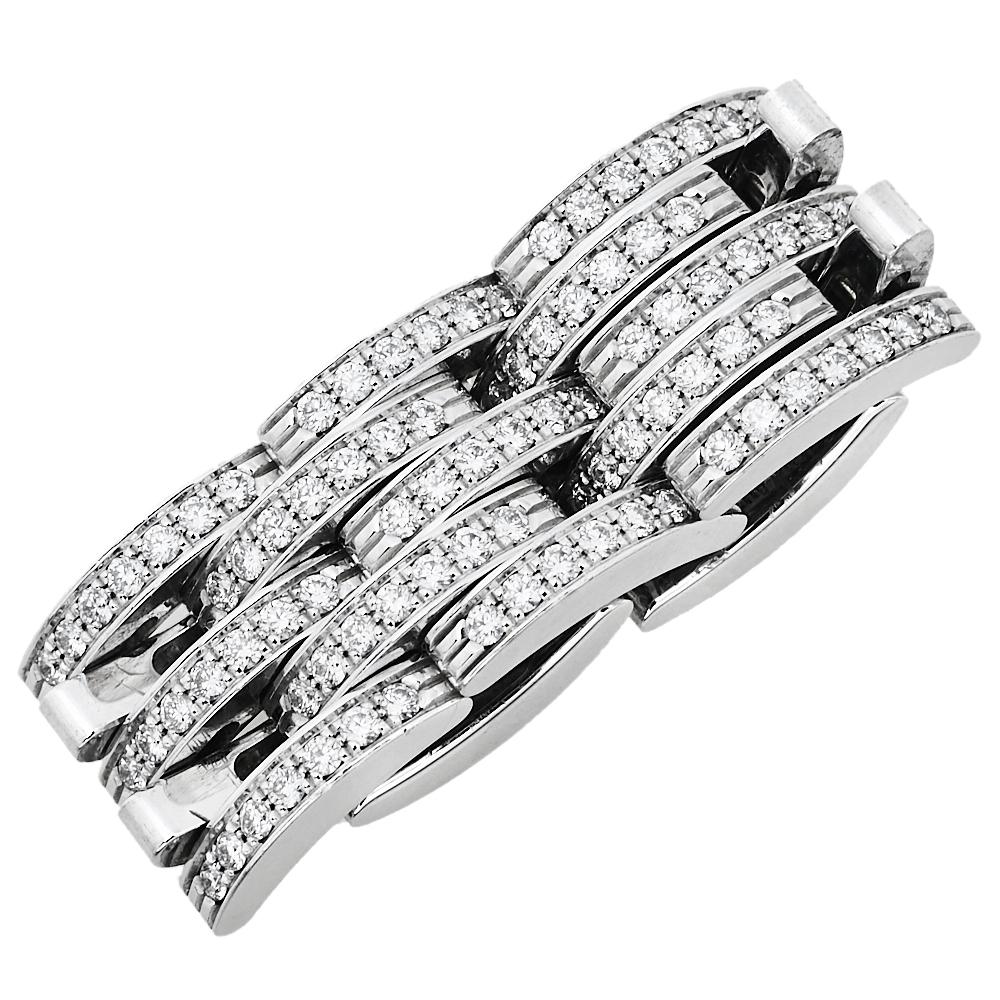 Cartier Maillon Panthère Diamond 18K White Gold 5 Row Ring Size 50 1