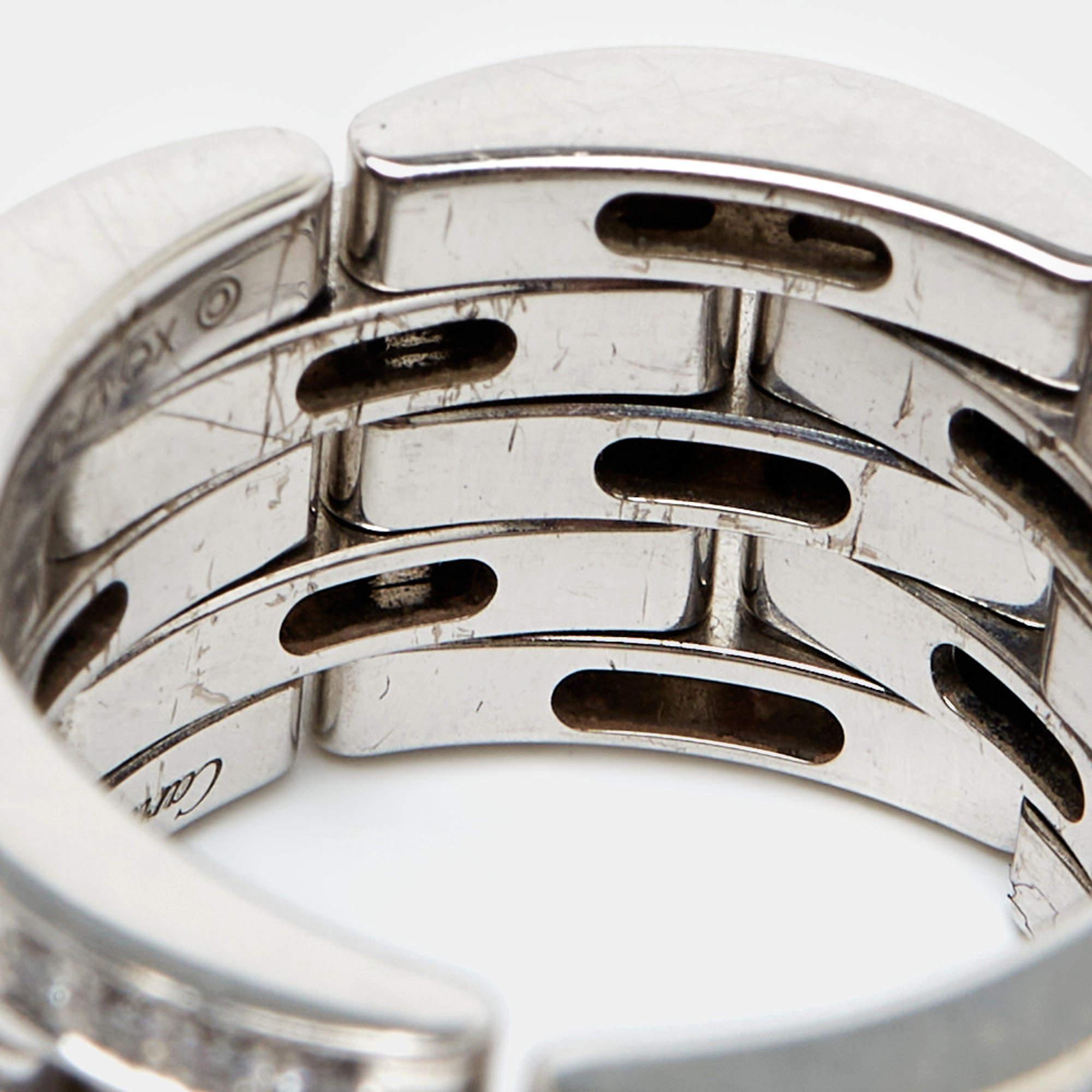 Cartier Maillon Panthère Diamond 18K White Gold 5 Row Ring Size 50 1