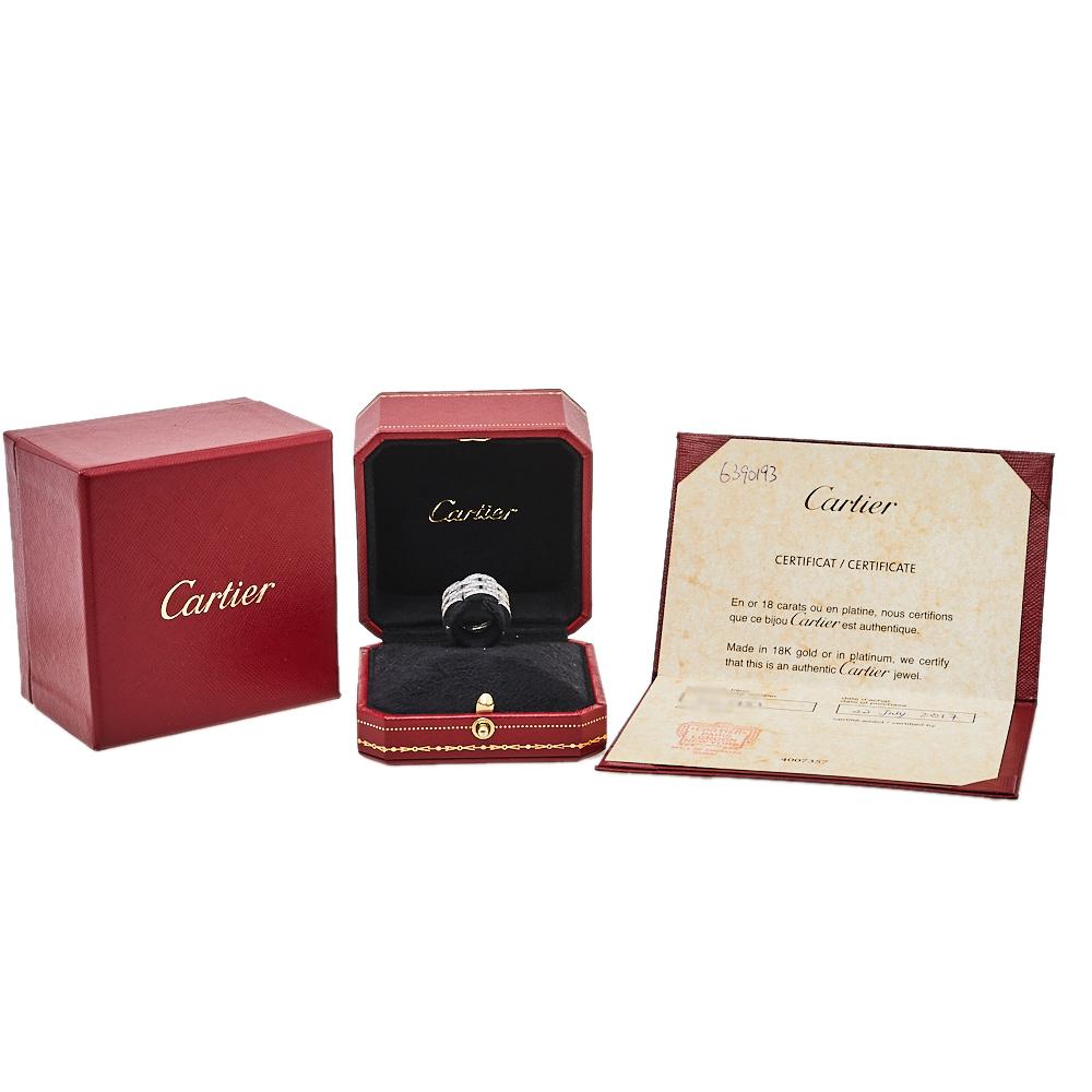 Cartier Maillon Panthère Diamond 18K White Gold 5 Row Ring Size 50 In Good Condition In Dubai, Al Qouz 2